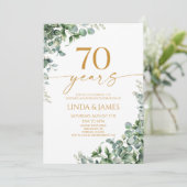 グリーン・ユーカリ・ゴールド 70周年結婚記念日 招待状 (スタンド正面)