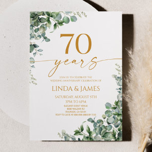 グリーン・ユーカリ・ゴールド 70周年結婚記念日 招待状