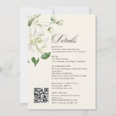 グリーン+ユーカリ+バラの象牙色の結婚式 招待状 (裏面)