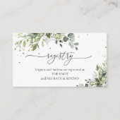 グリーン ユーカリ フラワーブライダルシャワー レジストリー エンクロージャーカード (正面)