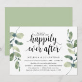 グリーン ユーカリ, ブラック インク, ウェディング エルオープメント 招待状 (正面/裏面)