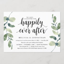 グリーン ユーカリ, ブラック インク, ウェディング エルオープメント 招待状