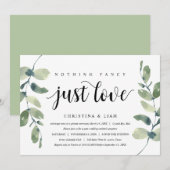 グリーン ユーカリ, ブラック インク, ウェディング エルオープメント 招待状 (正面/裏面)
