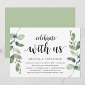 グリーン ユーカリ, ブラック インク, ウェディング エルオープメント 招待状 (正面/裏面)