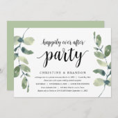 グリーン ユーカリ, ブラック インク, 結婚式 ふたりだけの結婚式 招待状 (正面/裏面)
