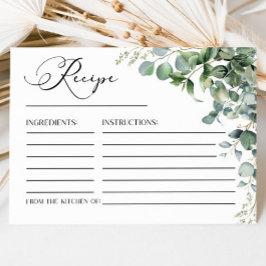 グリーン ユーカリ プラント ブライダル シャワー レシピ カード