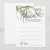 グリーン ユーカリ ベイビー シャワー アドバイス ゲーム カード (正面/裏面)