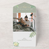 グリーン ユーカリ ボタニカル ウェディング オールインワン招待状 (外側)