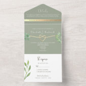 グリーン ユーカリ ボタニカル ウェディング オールインワン招待状 (内側)