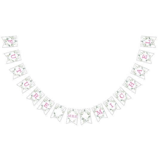 グリーン ユーカリ ボタニカル オーダーメイド ブライズシャワー バンティングフラッグ (全)