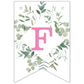 グリーン ユーカリ ボタニカル オーダーメイド ブライズシャワー バンティングフラッグ (第1の旗)