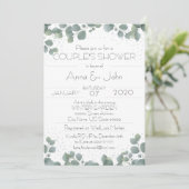 グリーン ユーカリ モダン カップルのシャワー写真 招待状 (スタンド正面)