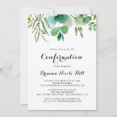 グリーン ユーカリ モダン カリグラフィー 確認 招待状 (正面)