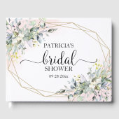 グリーン ユーカリ 幾何学的な ブライダルシャワーのゲスト ゲストブック (正面)