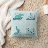 グリーン・ヨガ・キャッツ クッション (ブランケット)