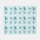 グリーン・ヨガ・キャッツ フリースブランケット (正面(横))