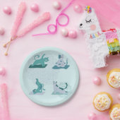 グリーン・ヨガ・キャッツ ペーパープレート (パーティー)