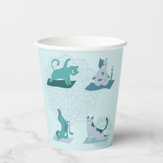 グリーン・ヨガ・キャッツ 紙コップ (正面)