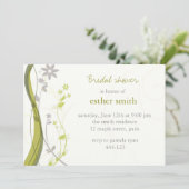 グリーン&ライトグレーのフローラチャームの招待 招待状 (スタンド正面)