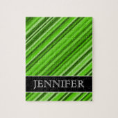 グリーン・ラインかストライプなパターン + 名前をカスタムするのパズル ジグソーパズル (縦)