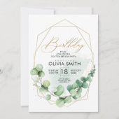 グリーン ラスティック エレガント グリーナリー 大人18歳の誕生日 招待状 (正面)