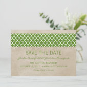 グリーン ラスティック クワトロフォイル Save the Date 招待状 (スタンド正面)