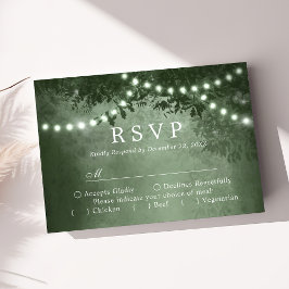 グリーン・ラスティック・ツリー・ライト・ウッドランド・ウェディングRSVP 出欠カード