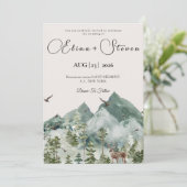 グリーン ラスティック マウンテン フォレスト 水彩 結婚式 招待状 (スタンド正面)