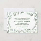 グリーン ラスティック リース ウェディング レセプション 挿入 招待状 (正面)