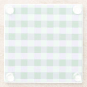 グリーン&ラベンダーのギンガムストライプのカロ柄 ガラスコースター (裏面)