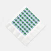 グリーン&ラベンダーのギンガムストライプのカロ柄 縁ありランチョンナプキン (角)