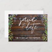 グリーン・ラベンダー素朴ウッド結婚ズ セーブザデート (正面/裏面)