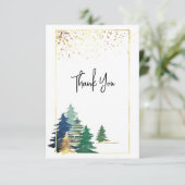 グリーン ラベンダー ゴールドの松の木 インスピレーション サンキューカード (スタンド正面)
