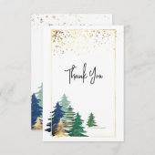 グリーン ラベンダー ゴールドの松の木 インスピレーション サンキューカード (正面/裏面)