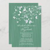グリーン·ラモダンブ·バーズ·ブライダル·シャワーの招待 招待状 (正面/裏面)