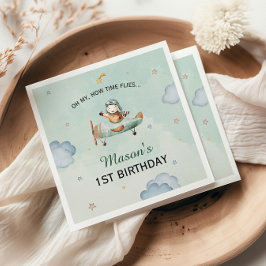 グリーン リトル アビエーター スカイ アドベンチャー 1歳の誕生日 スタンダードカクテルナプキン