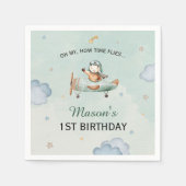 グリーン リトル エイブレーター スカイ アドベンチャー 1歳の誕生日 スタンダードカクテルナプキン (正面)