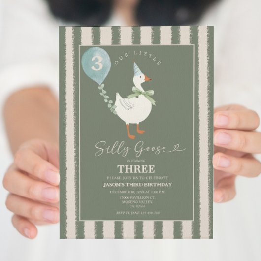 グリーン リトル シリー ゴース バルーン ボーイ 3歳 誕生日 招待状