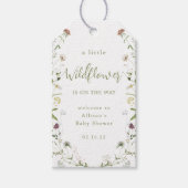 グリーン リトル ワイルドフラワー ラスティック ボーホー ベイビー シャワー ギフトタグ (正面)