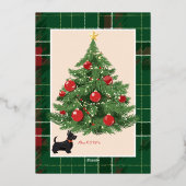 グリーン+レッドのクリスマス柄チェック 箔招待状 (裏面)