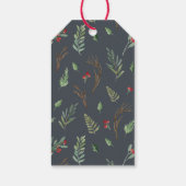 グリーン&レッドの葉と実の水彩画 ホリデー ギフトタグ (裏面)