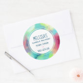 グリーン&レッドカッコいい宇宙星雲ウォーターカラーキャンドル ラウンドシール (封筒)