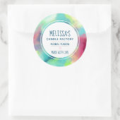 グリーン&レッドカッコいい宇宙星雲ウォーターカラーキャンドル ラウンドシール (バッグ)