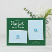 グリーン&レッドキャット顔パーフェクトホリデーフォトカード シーズンカード (スタンド正面)