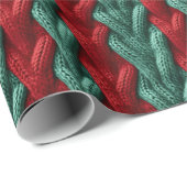 グリーン&レッドクリスマスニットの格子模様のラッピング紙 ラッピングペーパー (ロールコーナー)