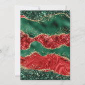 グリーン&レッドグリッタークリスマスアゲート誕生日パーティー 招待状 (裏面)