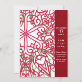 グリーン&レッドスノーフレークホリデークリスマスモダン 招待状 (裏面)