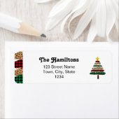 グリーン&レッドプリドヒョウテーマクリスマスツリーラボ ラベル (インサイチュ)