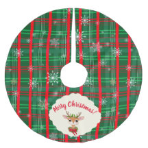 グリーン&レッドプレイドスノーフレークヴィンテージトナカイ