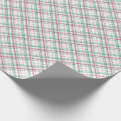 グリーン&レッドプレイドホリデークリスマス ラッピングペーパー (角)